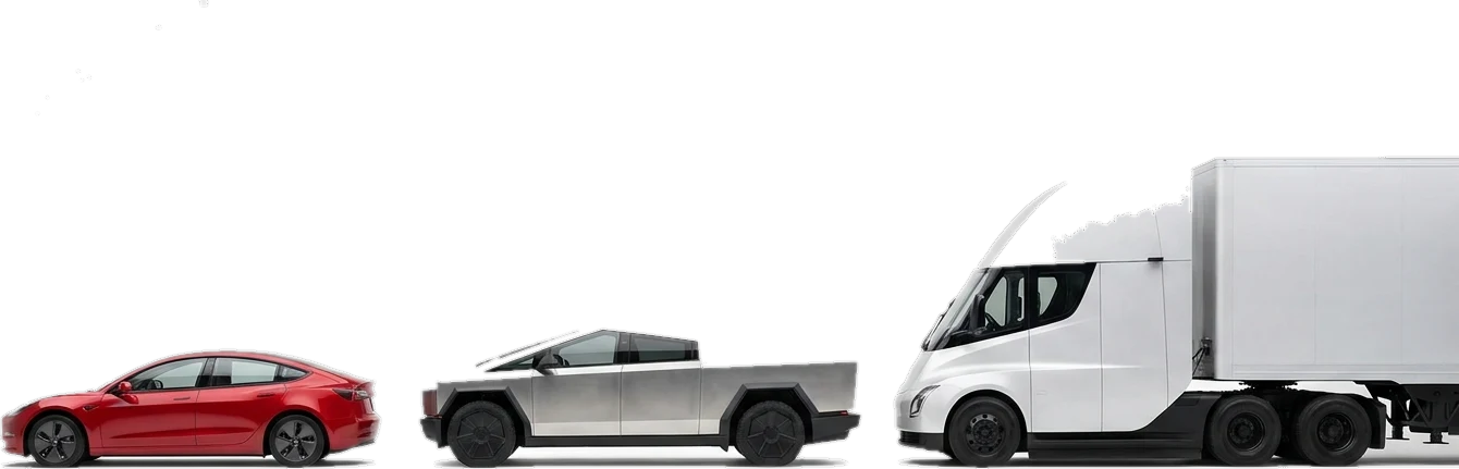 Tesla Model 3, Cybertruck and Semi